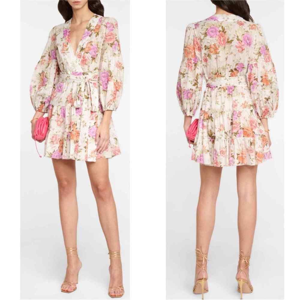 NWT ZIMMERMANN Pattie Floral Cotton Mini Wrap Dress size 0 (fits like us 2-4)